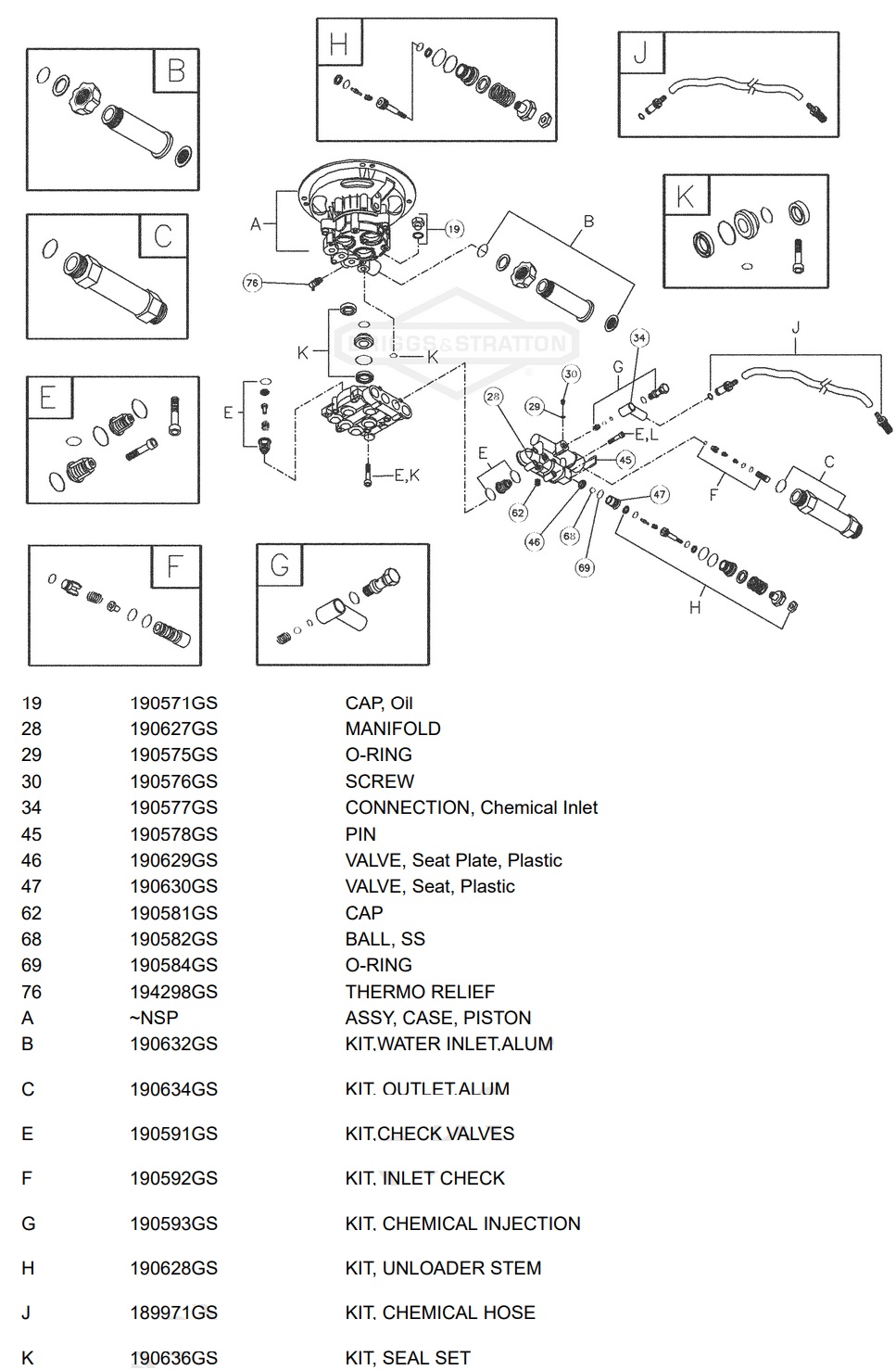 Speed Clean pressure washer model 020238 replacement parts, pump