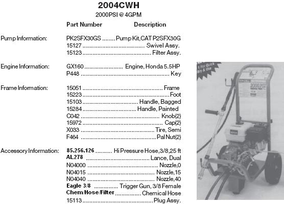 2004CWH pressure washer parts
