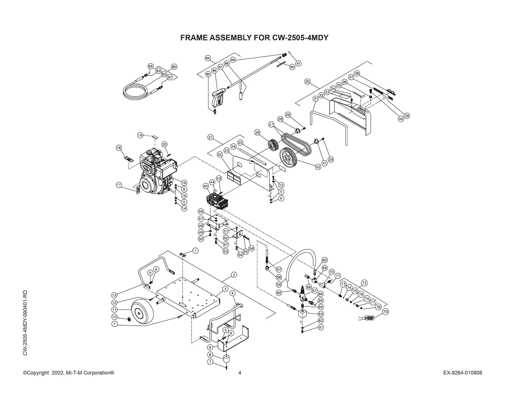 CW-2505-4MDY Pressure Washer Parts, Pumps, Repair Kits, Breakdowns & Manuals