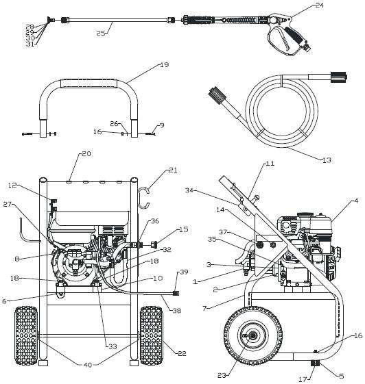 OLEMAN POWERMATE POWER WASHER PW0912500 PARTS