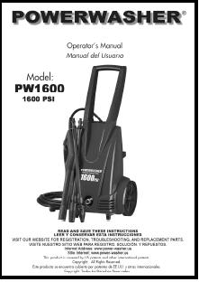 PW1600-PWS1600 Electric Power Washer Replacement Parts & Owners Manual