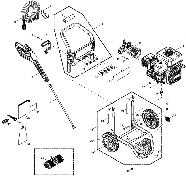 Generac Pressure Washer G0079551 replacement parts,3100 psi pump ...