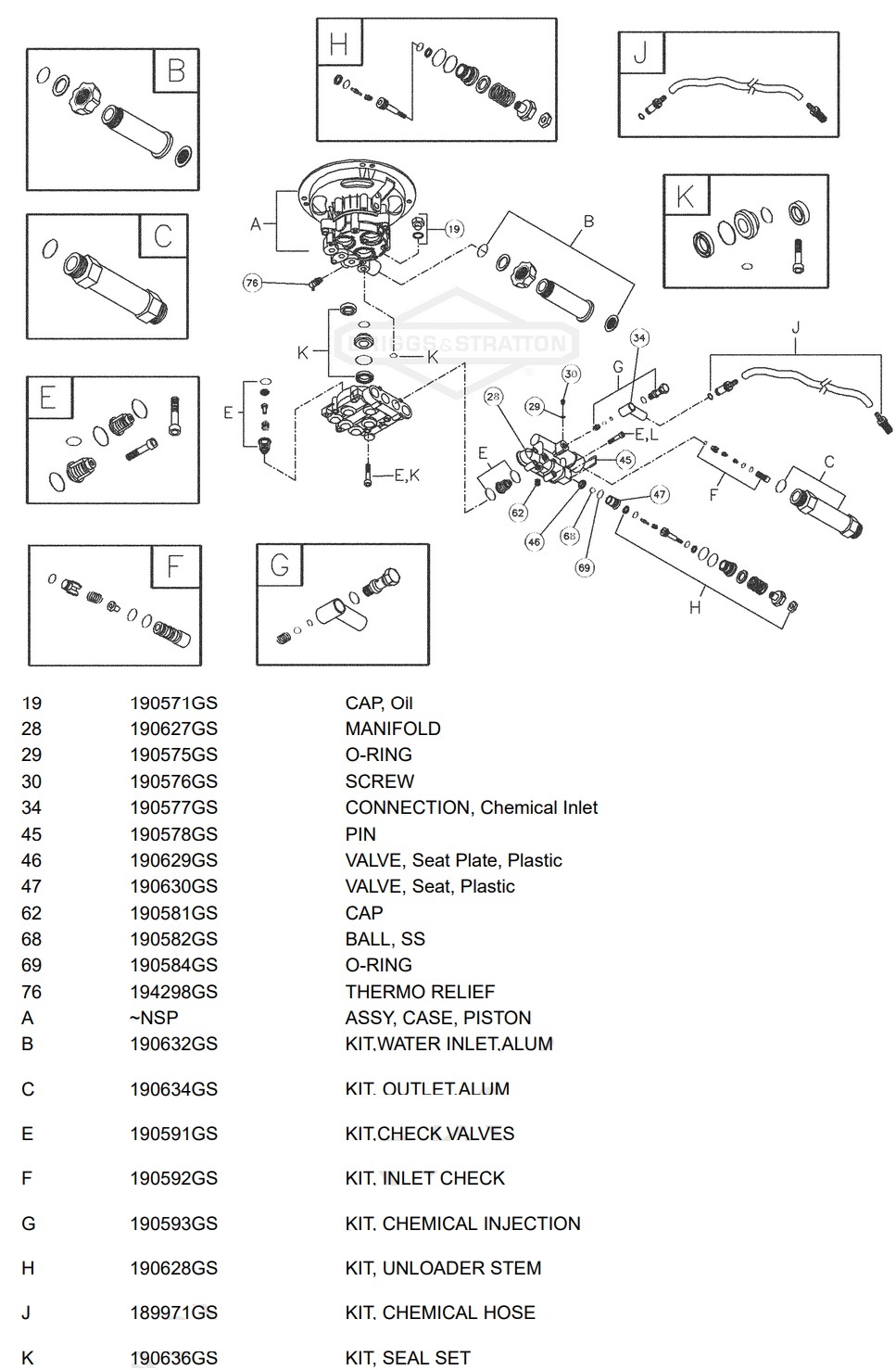 Troy -bilt model 020207 pump breakdown & parts