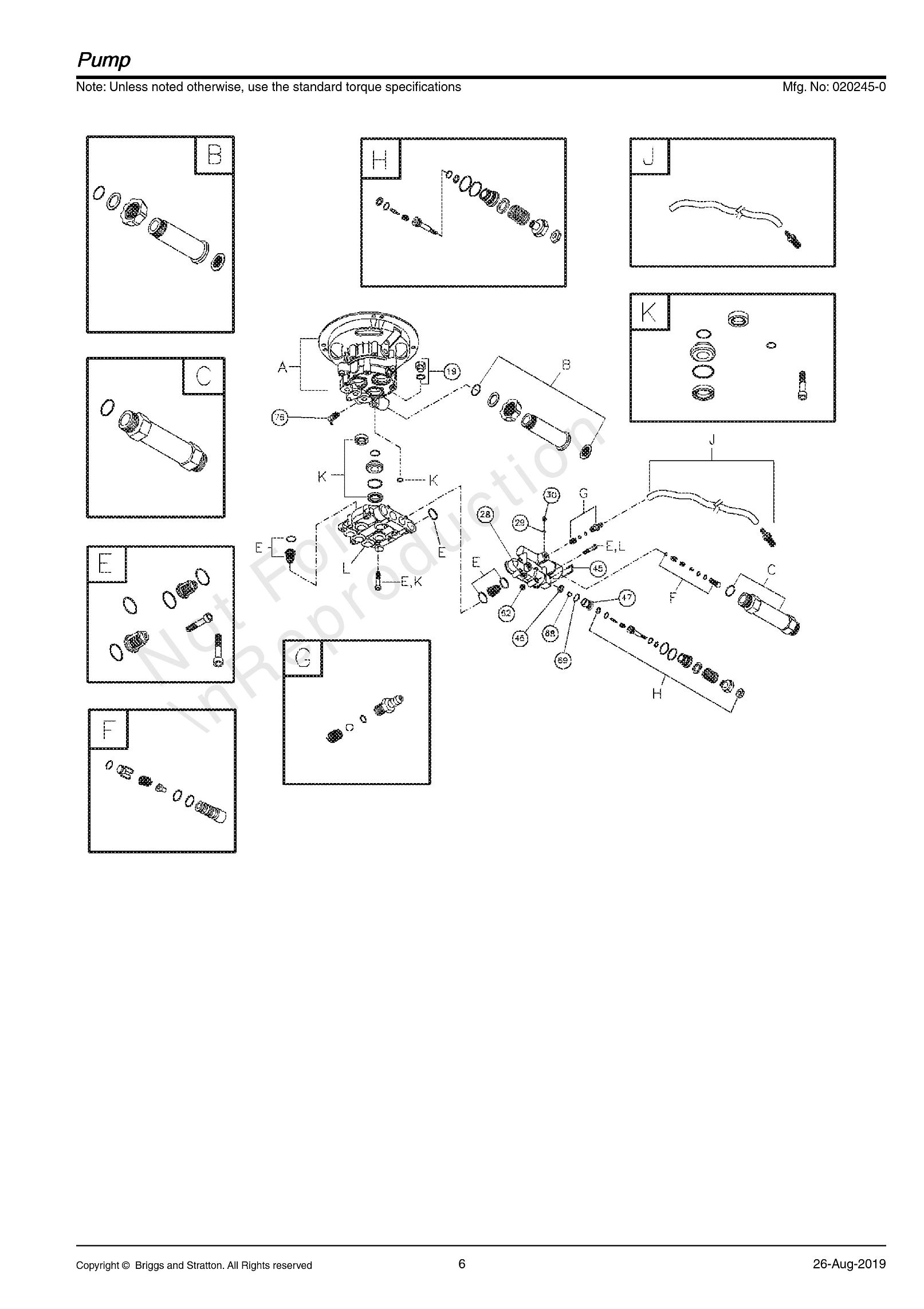 Troy-bilt model 020245 pump breakdown & parts