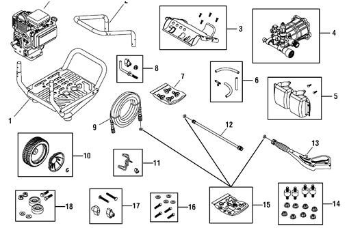 Troy-bilt Pressure Washer 020294-1 Parts, pump breakdown, repair kits