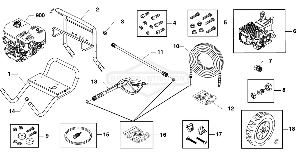 Briggs & Stratton pressure washer model 020507-3 replacement parts, pump breakdown, repair kits, owners manual and upgrade pump.