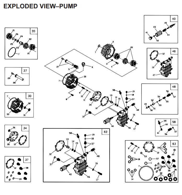 Generac model 1331-0 pump breakdown & parts