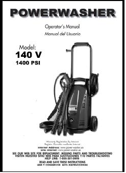 140V Electric Power Washer Replacement Parts & Owners Manual