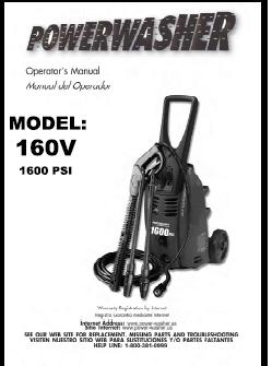 160V Electric Power Washer Replacement Parts & Owners Manual