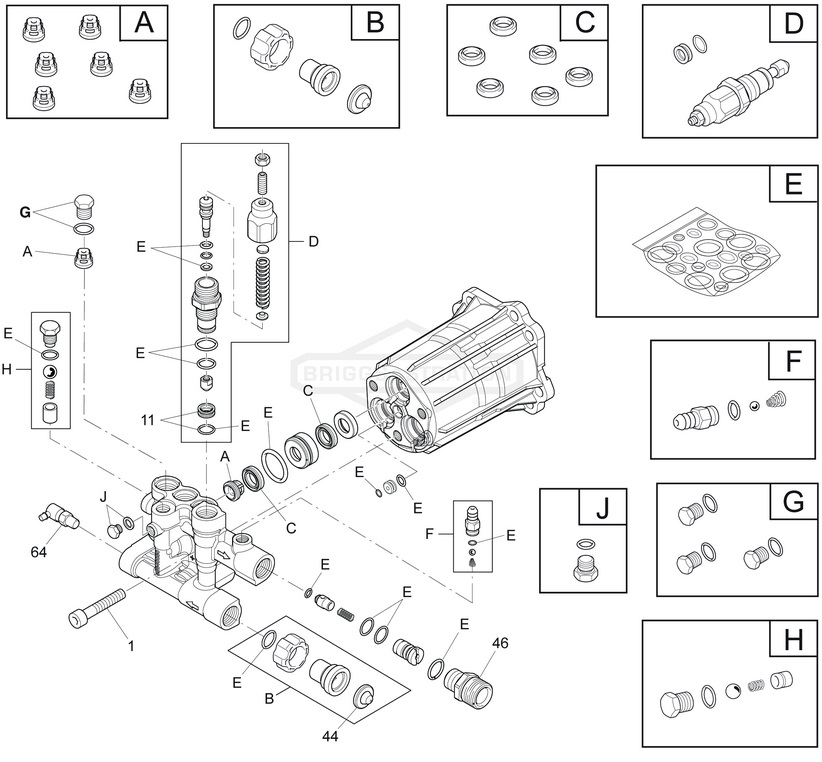 B&S model 020321-0 pump breakdown & parts