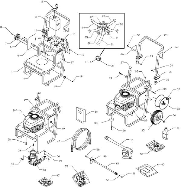 Sears Craftsman pressure washer model 580767450 breakdown, manuals ...