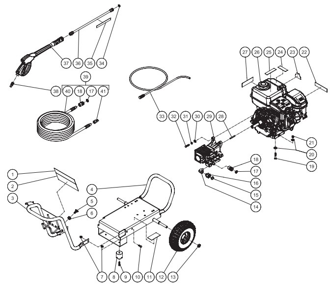MI-T-M Cold water electric power washer model CM-4000 replacement parts and manual