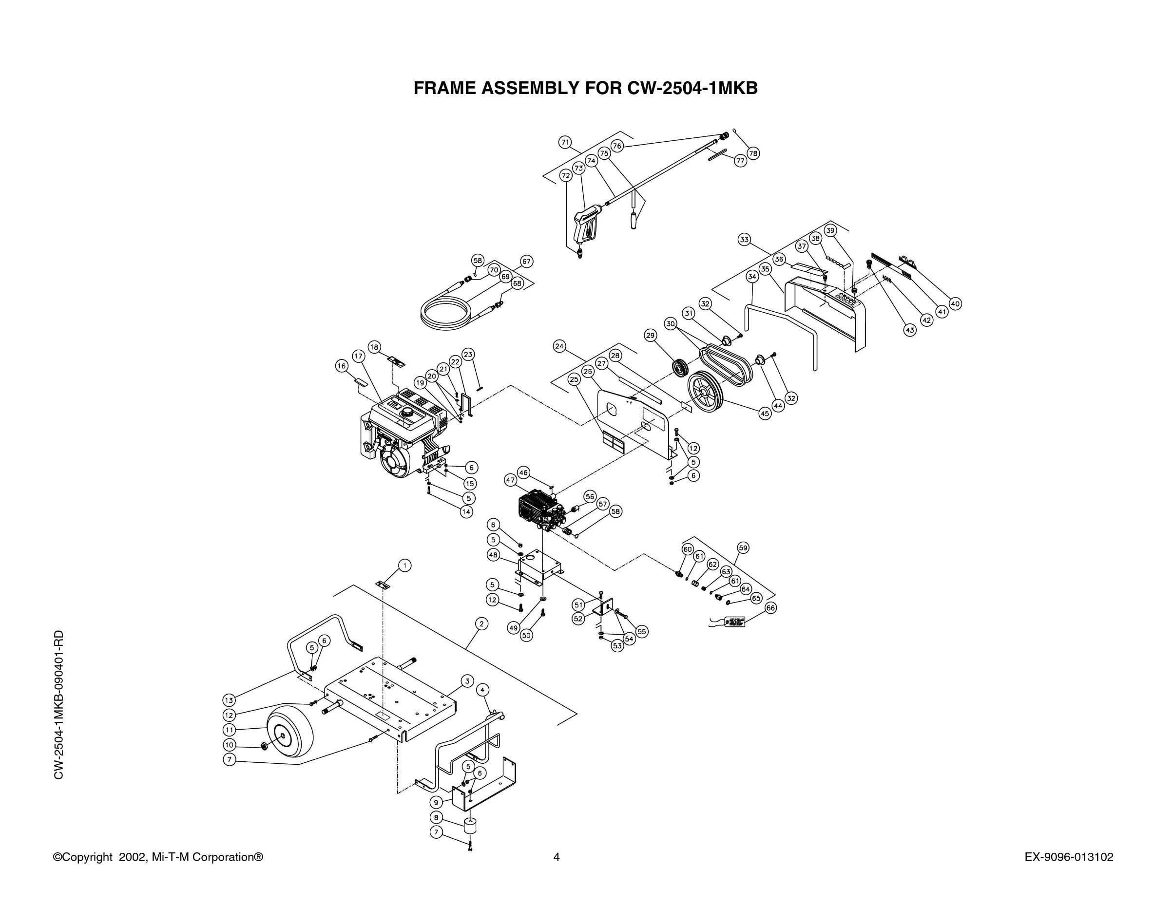 CW-2504-1MKB Pressure Washer Parts, Pumps, Repair Kits, Breakdowns & Manuals