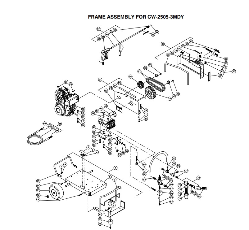 CW-2505-3MGH Pressure Washer Parts, Pumps, Repair Kits, Breakdowns & Manuals