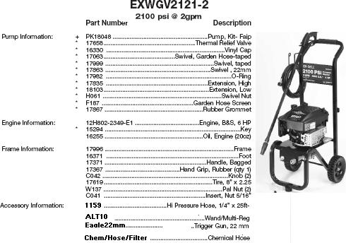 Carburetor Carb for Excell EXWGC2121 Pressure Washer 