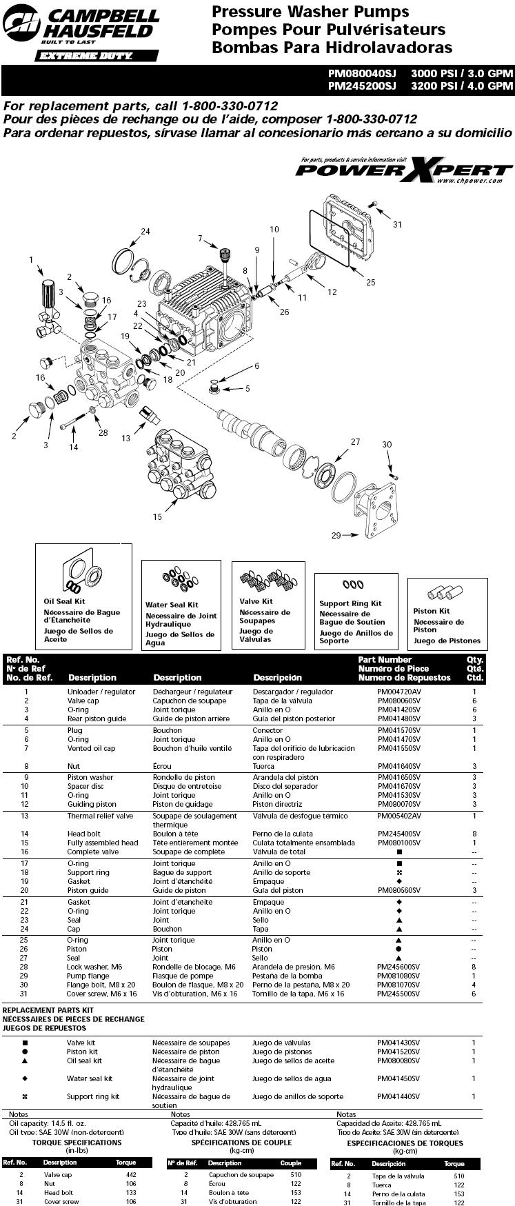 PM245200 PUMP PARTS BREAKDOWN