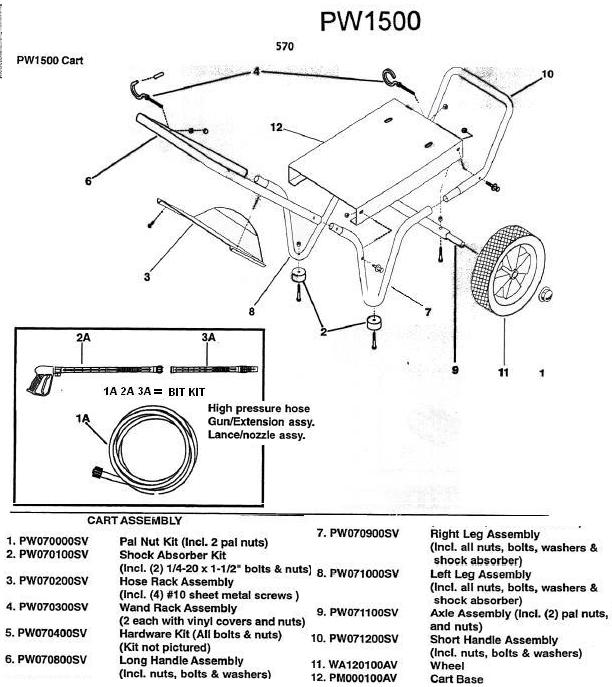 Campbell Hausfeld PW1500 pressure washer replacment parts