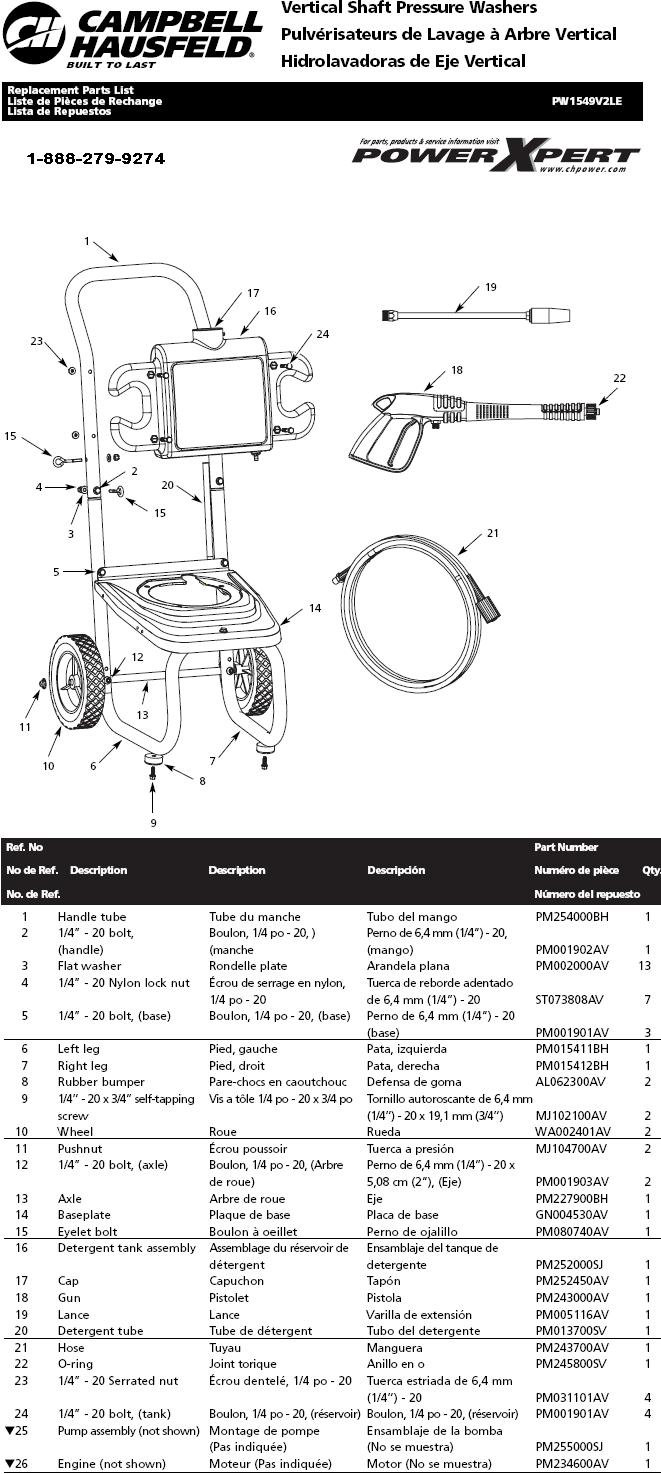 PW15492VLE REPLACEMENT PARTS