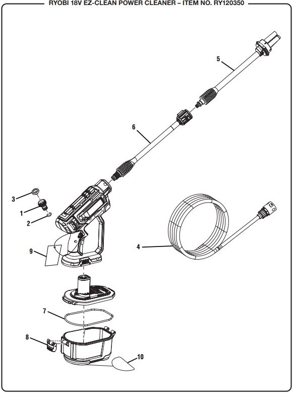 RYOBI RY120350 REPLACEMENT PARTS