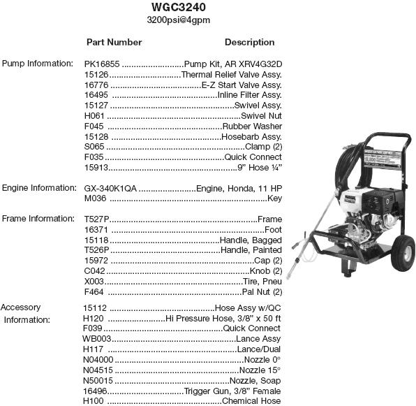 water driver wgc3240 pressure washer replacement parts