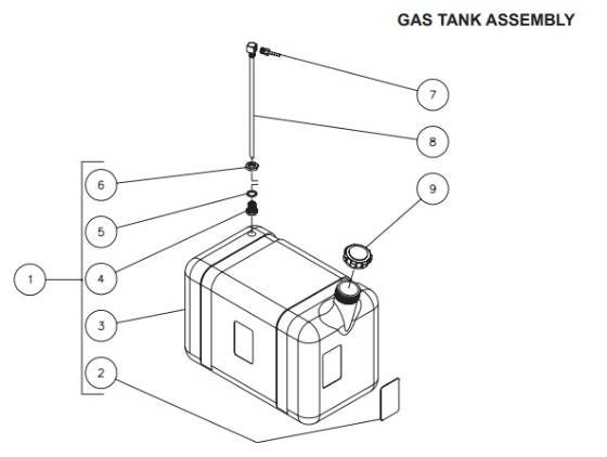 850-0306, GAS TANK ASSY HDS,