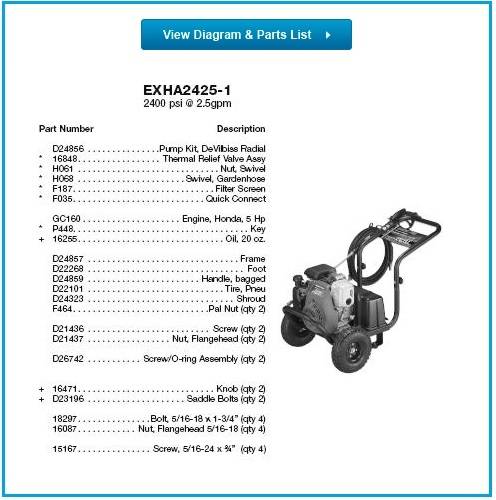 EXCELL, EXHA2425-3 Parts