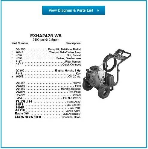 EXCELL, EXHA2425-WK Pressure Washer Parts