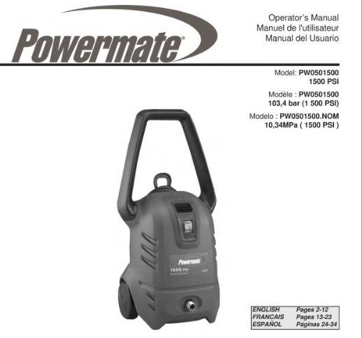 POWERMATE, PW0501500 Parts