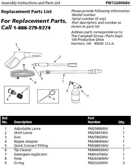 CAMPBELL HAUSFELD, PW132000AV Parts