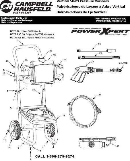 Campbell Hausfeld, PW2200V4LE Pressure Washer Parts