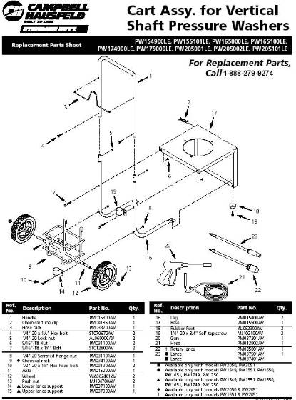 Campbell Hausfeld, PW155101LE Parts