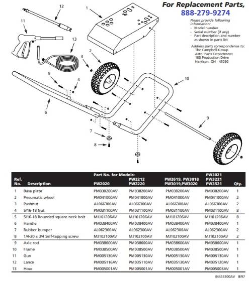 Campbell Hausfeld, PW3521 Parts